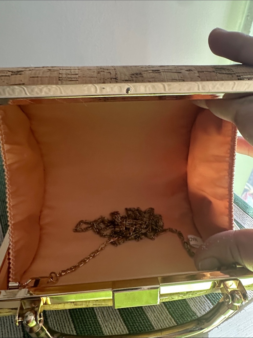 Natural Cork Box Clutch with Gold Handle - Picture 7 of 8